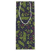 KerstCypress Snowflakes Berries Red Flowers Wijn Cadeautas (Achterkant)