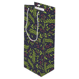 KerstCypress Snowflakes Berries Red Flowers Wijn Cadeautas