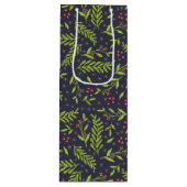 KerstCypress Snowflakes Berries Red Flowers Wijn Cadeautas (Voorkant)