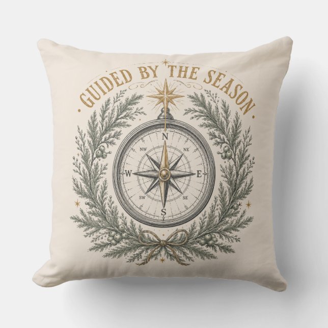Kerstd decoratie voor Evergreen Compass Cabin Kussen (Voorkant)