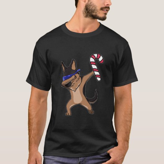 kerstdabbing German Shepherd Dog Candy Cane D T-shirt (Voorkant)