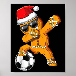 kerstdabbing Gingerbrood Man Dab Soccer Footb Poster