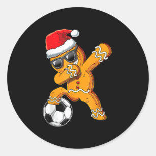 kerstdabbing Gingerbrood Man Dab Soccer Footb Ronde Sticker