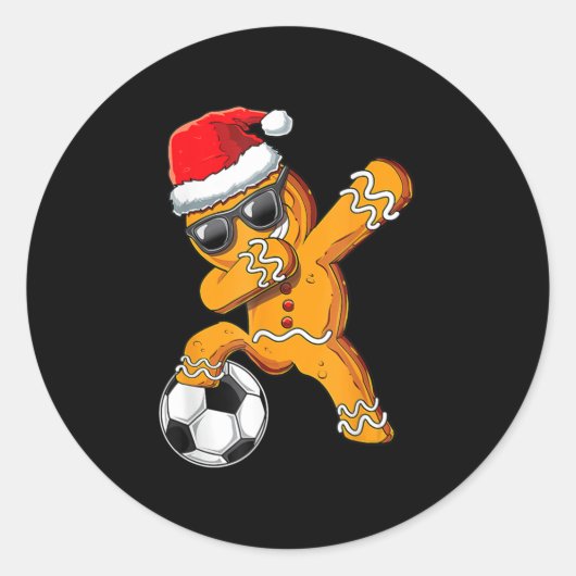 kerstdabbing Gingerbrood Man Dab Soccer Footb Ronde Sticker (Voorkant)