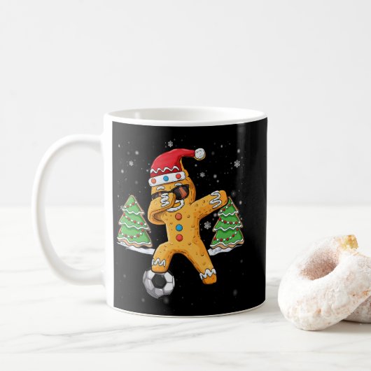 Kerstdabbing Gingerbrood Soccer Santa Koffiemok (Met donut)