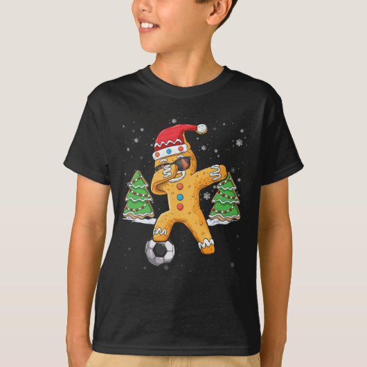 Kerstdabbing Gingerbrood Soccer Santa T-shirt (Voorkant)