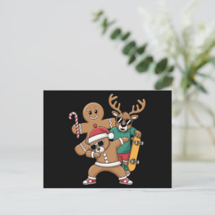 Kerstdabbing Santa Beer Schaats Rendier Xmas Feestdagenkaart