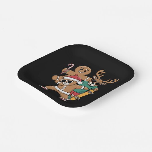 Kerstdabbing Santa Beer Schaats Rendier Xmas Papieren Bordje (Gebogen)