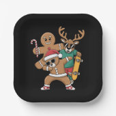 Kerstdabbing Santa Beer Schaats Rendier Xmas Papieren Bordje (Voorkant)