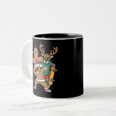 Kerstdabbing Santa Beer Schaats Rendier Xmas Tweekleurige Koffiemok (Voorkant links)