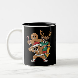 Kerstdabbing Santa Beer Schaats Rendier Xmas Tweekleurige Koffiemok