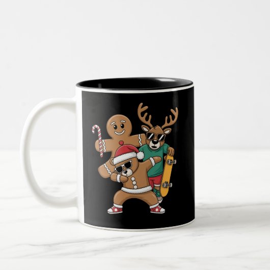 Kerstdabbing Santa Beer Schaats Rendier Xmas Tweekleurige Koffiemok (Links)