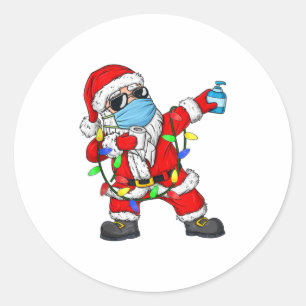 Kerstdabbing Santa Claus die een masker droeg Ronde Sticker