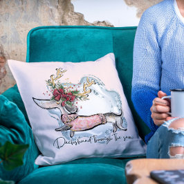 kerstdachschund door de sneeuwfeesthond kussen