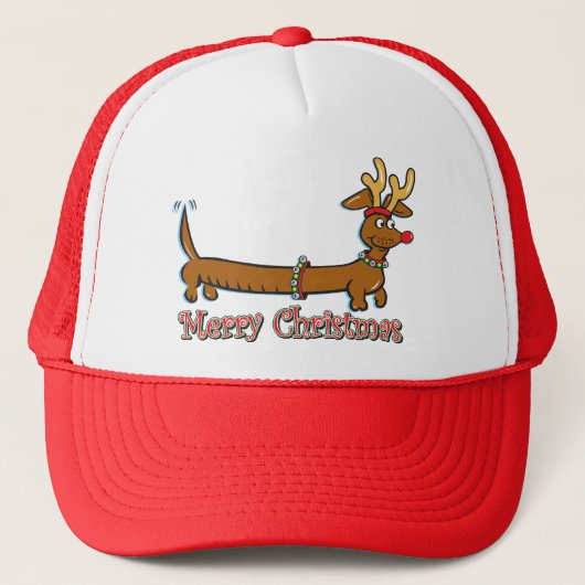 Kerstdachshind Trucker Pet (Voorkant)