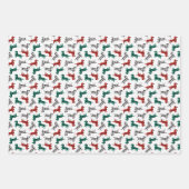 kerstdachshonden in Red Flannel Buffalo Pset Inpakpapier Vel (Voorkant 3)