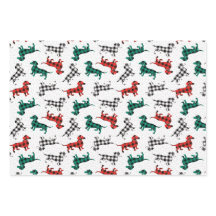 kerstdachshonden in Red Flannel Buffalo Pset