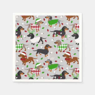 Kerstdachshund Alle Coats Napkins Servet