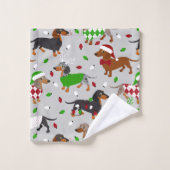 kerstdachshund, alle jassen bad handdoek (Wasdoekje)