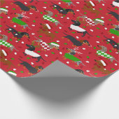 kerstdachshund, alle jassen cadeaupapier (Hoek)