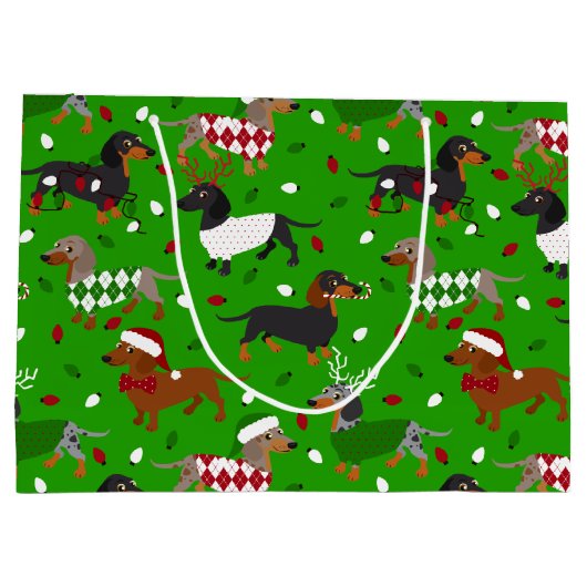 kerstdachshund, alle jassen groot cadeauzakje (Achterkant)