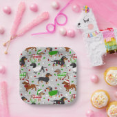 kerstdachshund, alle jassen papieren bordje (Feest)