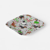 kerstdachshund, alle jassen papieren bordje (Gebogen)