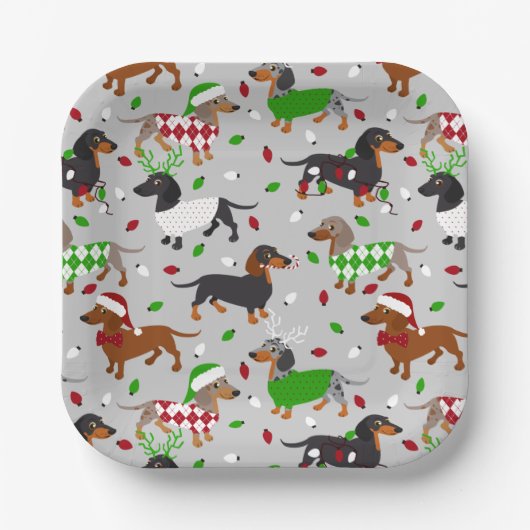 kerstdachshund, alle jassen papieren bordje (Voorkant)