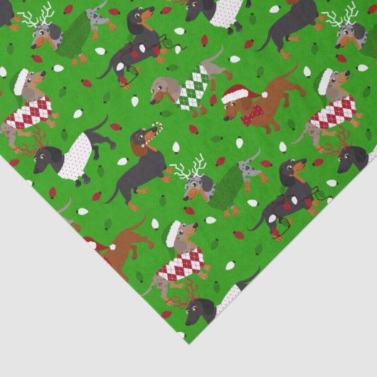 kerstdachshund, alle jassen tissuepapier (Detail)