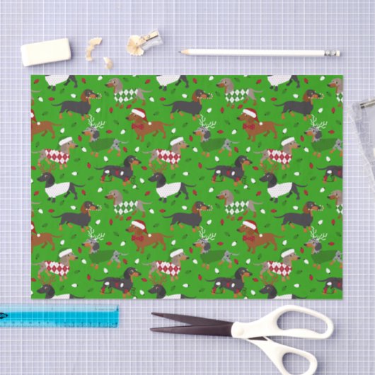 kerstdachshund, alle jassen tissuepapier (Craft)