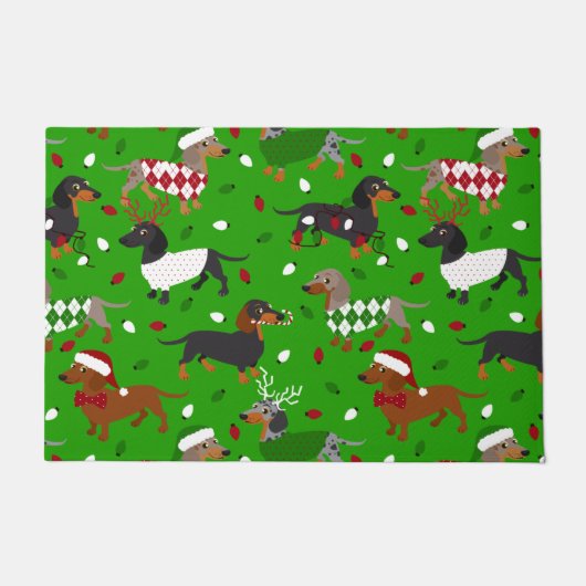 Kerstdachshund Alle katten Doormat Deurmat (Voorkant)