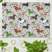 Kerstdachshund Alle keukenhanddoeken (Gevouwen)