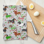 Kerstdachshund Alle keukenhanddoeken (Quarter Fold)