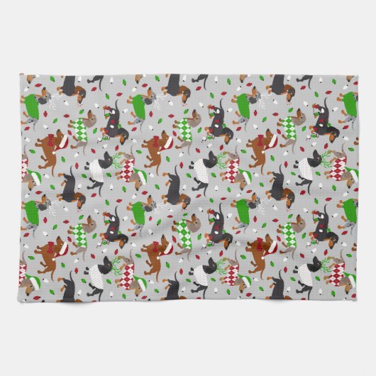 Kerstdachshund Alle keukenhanddoeken (Horizontaal)