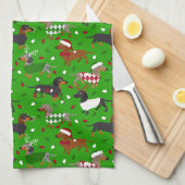 Kerstdachshund Alle keukenhanddoeken (Quarter Fold)