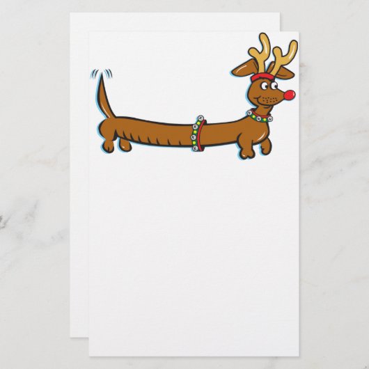 Kerstdachshund Briefpapier (Voorkant / Achterkant)