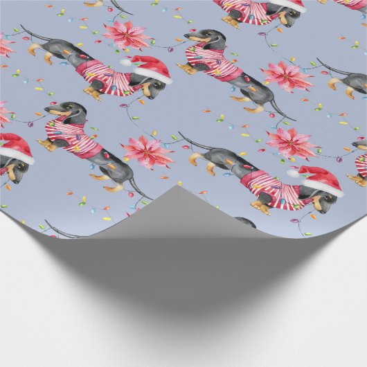 Kerstdachshund Cadeaupapier (Hoek)