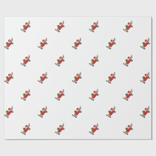 kerstdachshund cadeaupapier (Vlak)