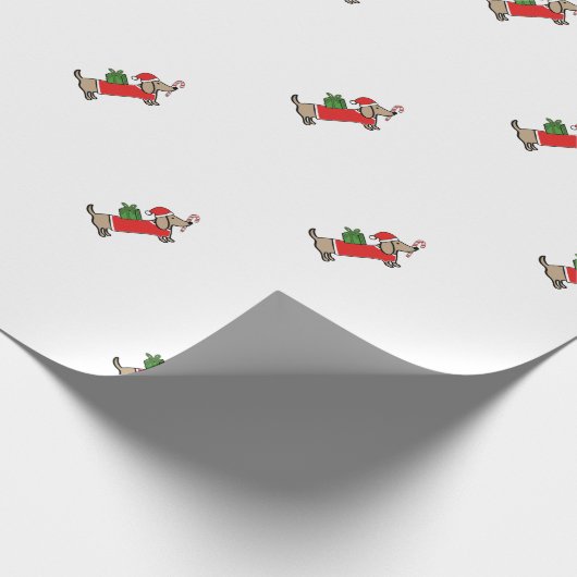 kerstdachshund cadeaupapier (Hoek)