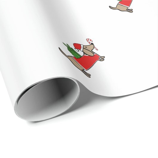 kerstdachshund cadeaupapier (Rol Hoek)