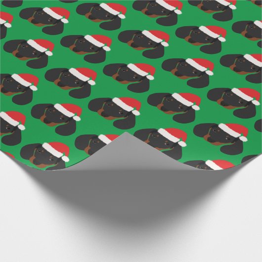 Kerstdachshund Cadeaupapier (Hoek)