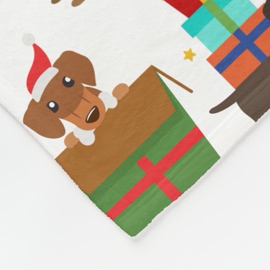 kerstdachshund Cute Dog Pet Fleece Deken (Hoek)