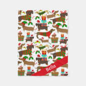 kerstdachshund Cute Dog Pet Fleece Deken (Voorkant)