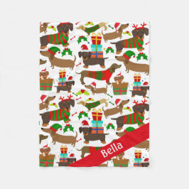kerstdachshund Cute Dog Pet Fleece Deken