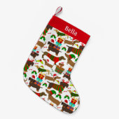 kerstdachshund Cute Dog Pet Kleine Kerstsok (Voorkant (Hangend))