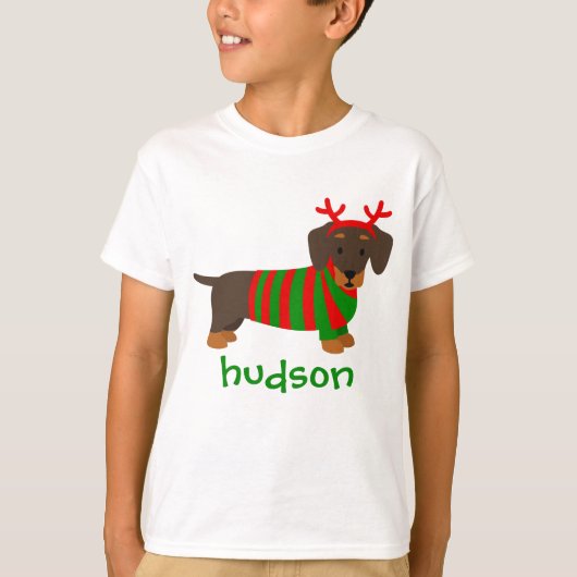 Kerstdachshund Dog - Aangepast T-shirt (Voorkant)
