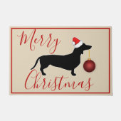 Kerstdachshund en kerstkerstfeestornament deurmat (Voorkant)