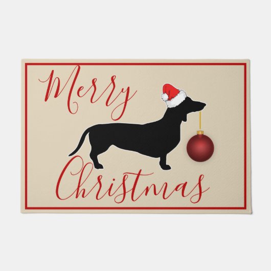 Kerstdachshund en kerstkerstfeestornament deurmat (Voorkant)