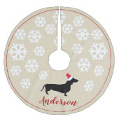 Kerstdachshund en Santa Hat | Gepersonaliseerd Kerstboom Rok (Voorkant)