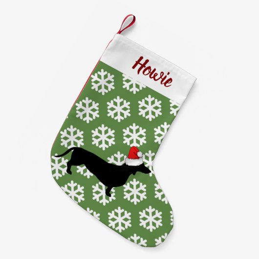 Kerstdachshund en Santa Hat Pet's Kleine Kerstsok (Voorkant (Hangend))